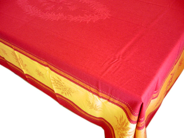 French Jacquard tablecloth, Teflon (Senanque. bordeaux x yellow) - Click Image to Close